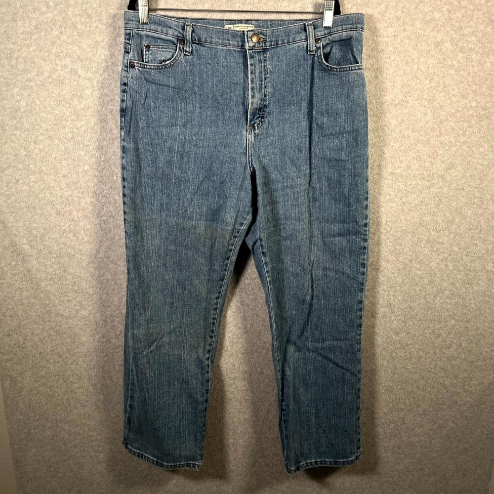 Lee At The Waist Jeans Womens 18 Blue Denim Cotton Relaxed Fit Straight Leg